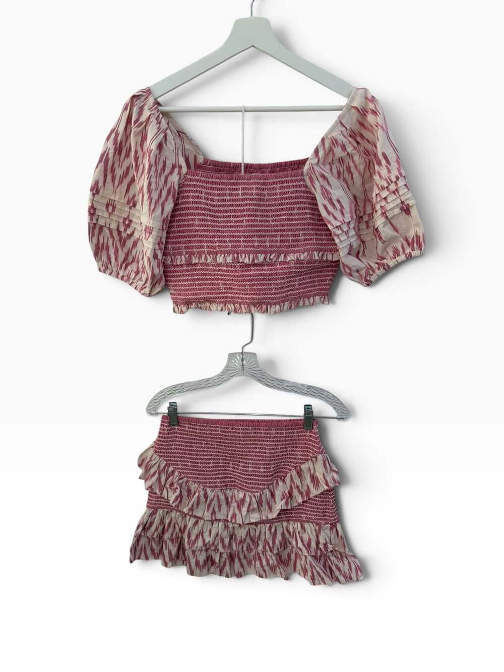 SAYLOR Women's Keka Puff-Sleeve Smocked Top and Ruffle Skirt Matching Set XS - Picture 12 of 14